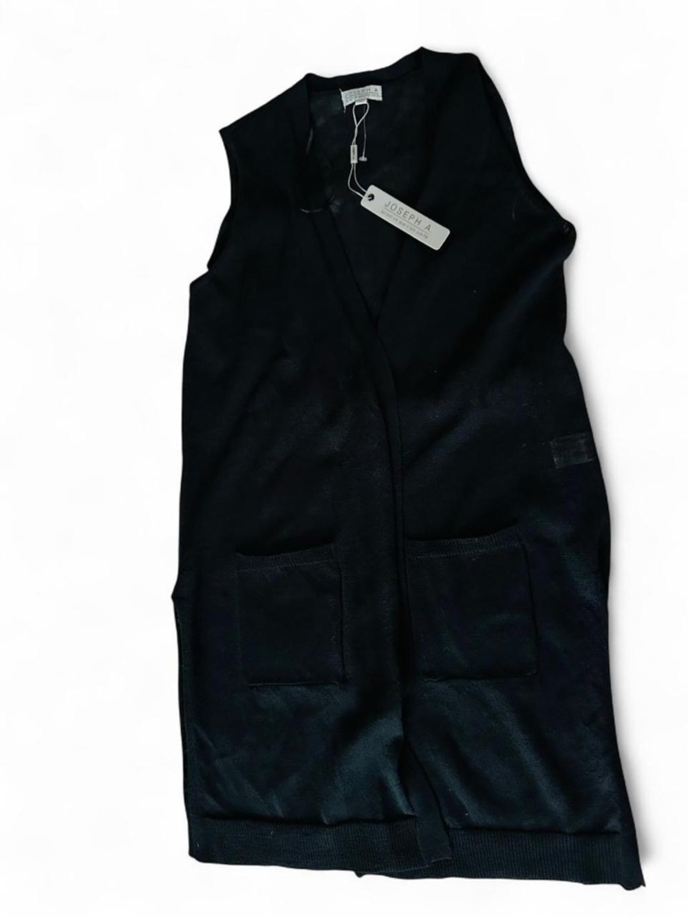 NWT Black Mesh Longline Cardigan with Open front and Pockets Size Medium - Picture 3 of 6